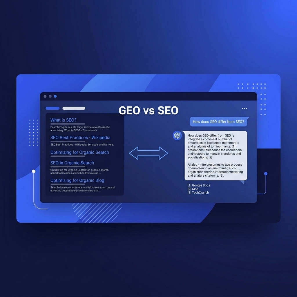GEO vs SEO — 5つの確認ポイントと計測の分け方【104社観測データ】
