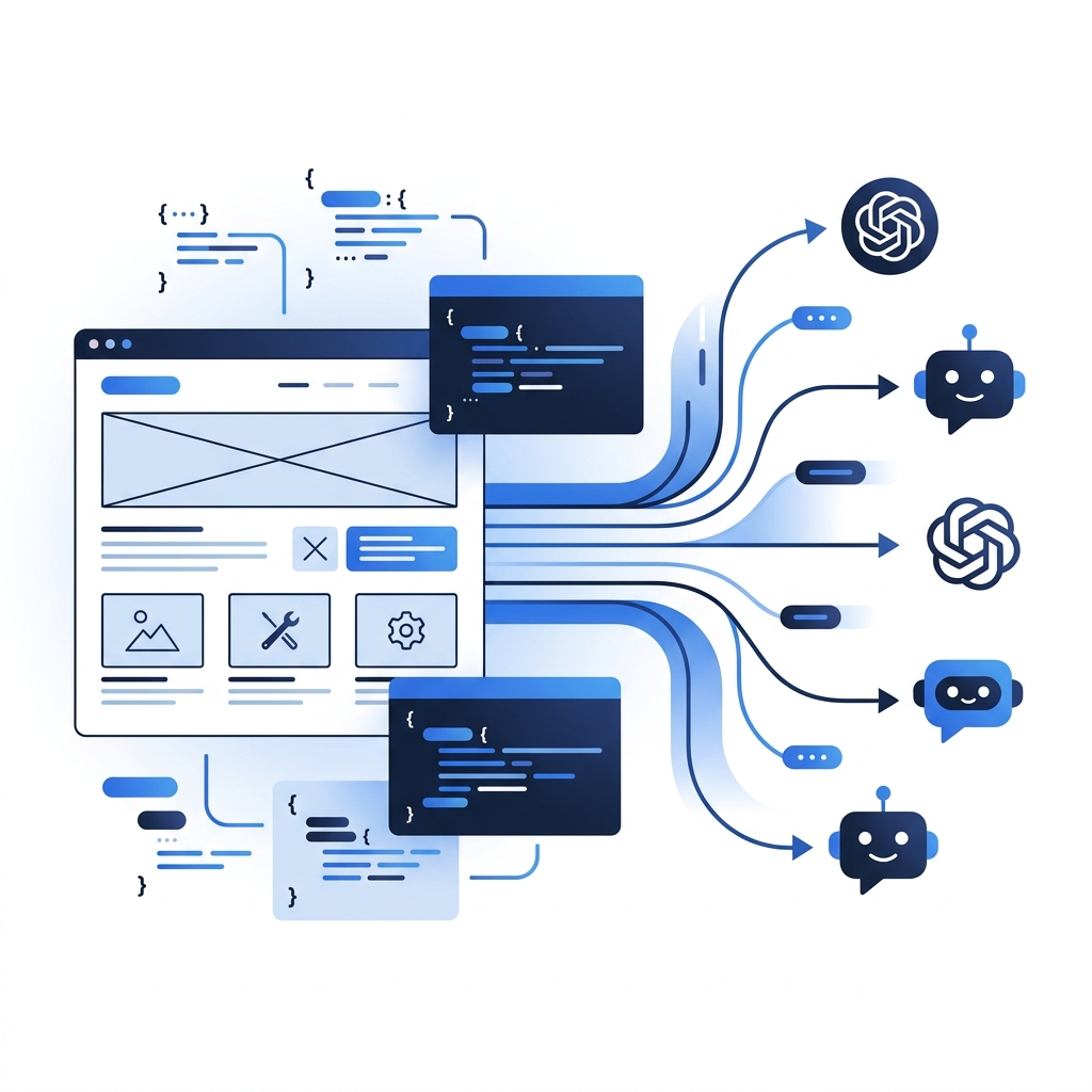 構造化データがWebサイトとAIエンジンを接続する概念図